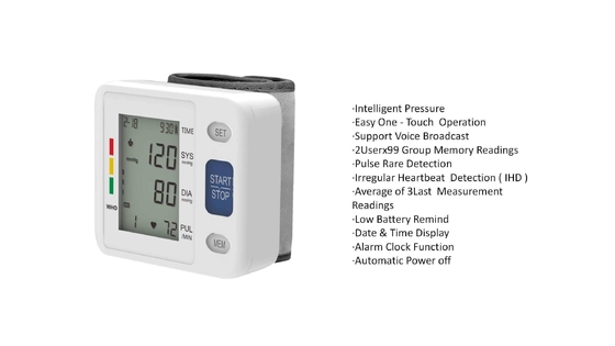 Einfacher Shuttle-Betrieb Digitales Handgelenk Blutdruckmessgerät CE Sphygmomanometer für zu Hause