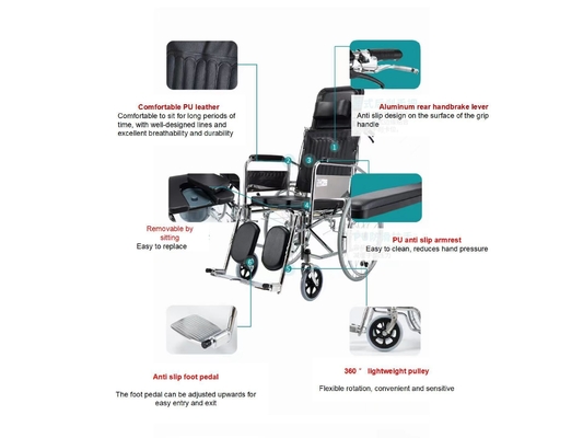 Leichtgewicht, tragbar, klappbarer Rollstuhl, manueller Rollstuhl zur Rehabilitationstherapie