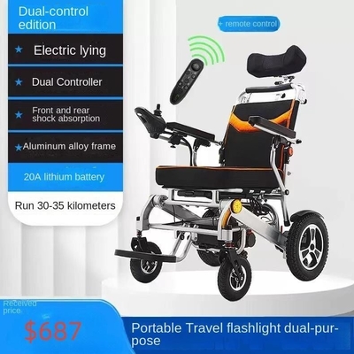 Elektrische Aluminiumlegierung Klapp Rollstuhl für ältere Menschen 201-500W Dauerbau