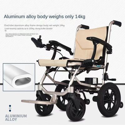 Klappbarer elektrischer Antrieb Rollstuhl mit Handgurt und leichten Aluminiumrahmen 14 kg