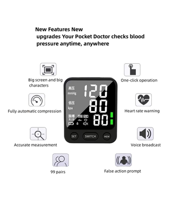 Stecker-Stromversorgung Handgelenktyp Digitales automatisches Bp-Meter für den Messbereich 60-240